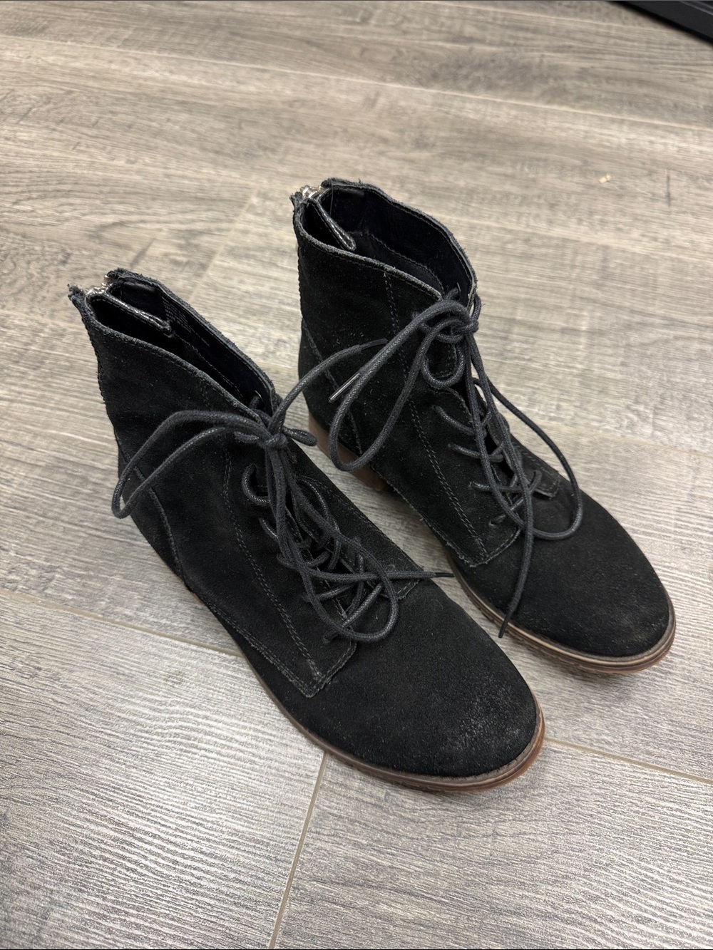 Steve Madden Black Suede Lace-Up Ankle Boots